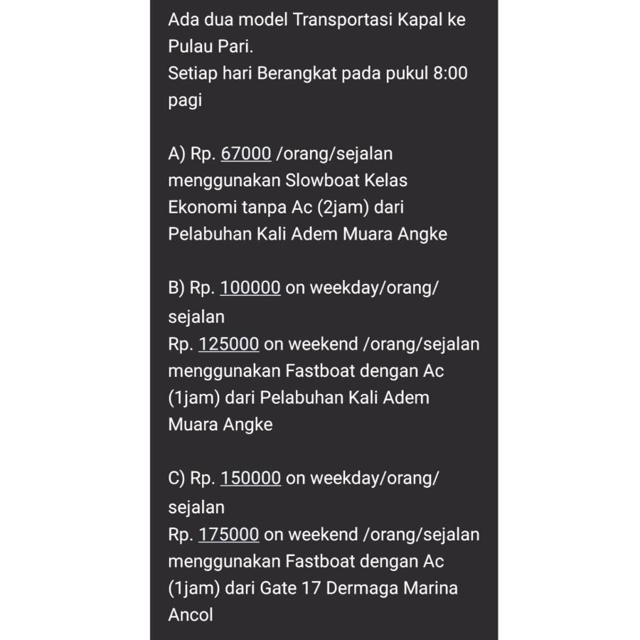 Pari Solata Seaview Homestay Syariah Kepulauan Seribu Eksteriør bilde